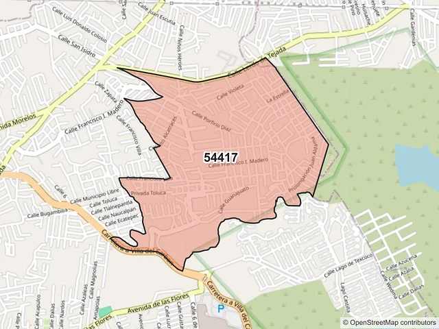 Mapa del código postal 54417, Nicolás Romero, México
