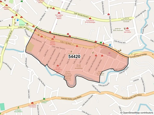 Mapa del código postal 54420, Nicolás Romero, México