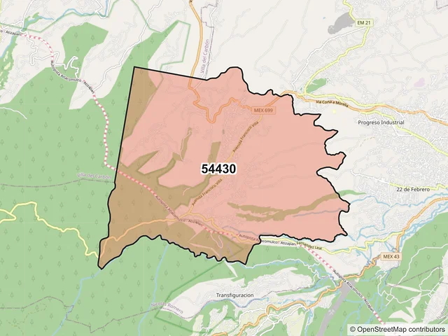 Mapa del código postal 54430, Nicolás Romero, México