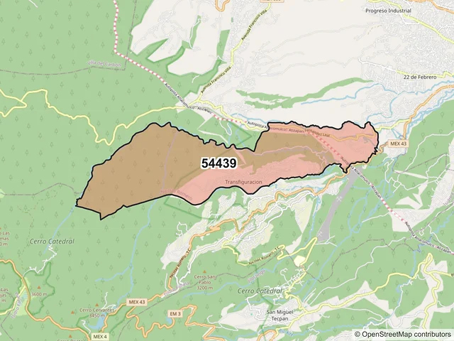 Mapa del código postal 54439, Nicolás Romero, México