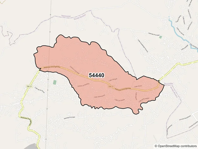 Mapa del código postal 54440, Nicolás Romero, México