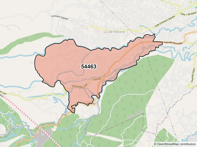 Mapa del código postal 54463, Nicolás Romero, México