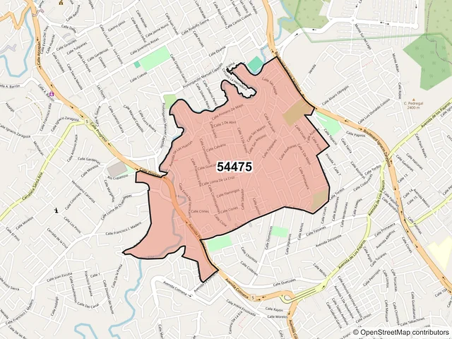 Mapa del código postal 54475, Nicolás Romero, México