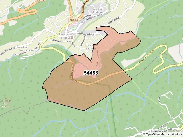 Mapa del código postal 54483, Isidro Fabela, México