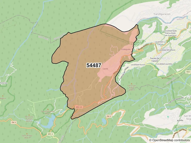 Mapa del código postal 54487, Isidro Fabela, México
