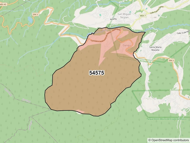 Mapa del código postal 54575, Jilotzingo, México