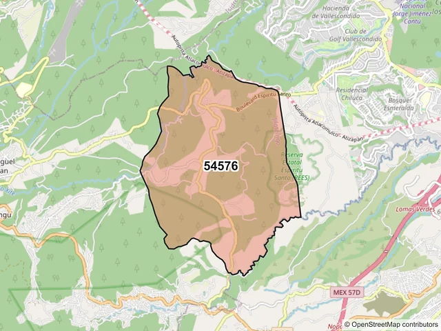 Mapa del código postal 54576, Jilotzingo, México
