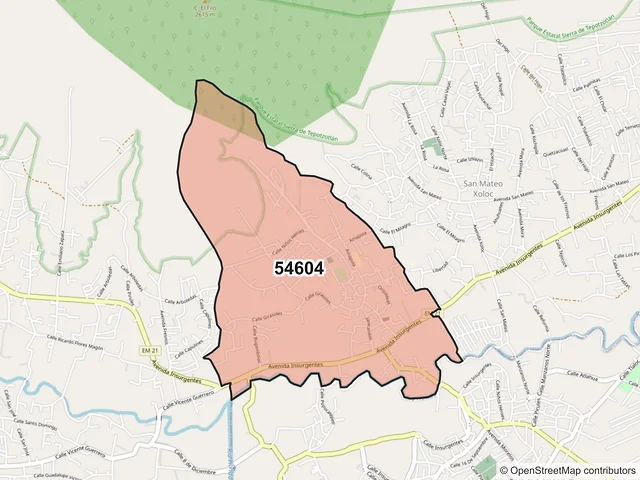 Mapa del código postal 54604, Tepotzotlán, México