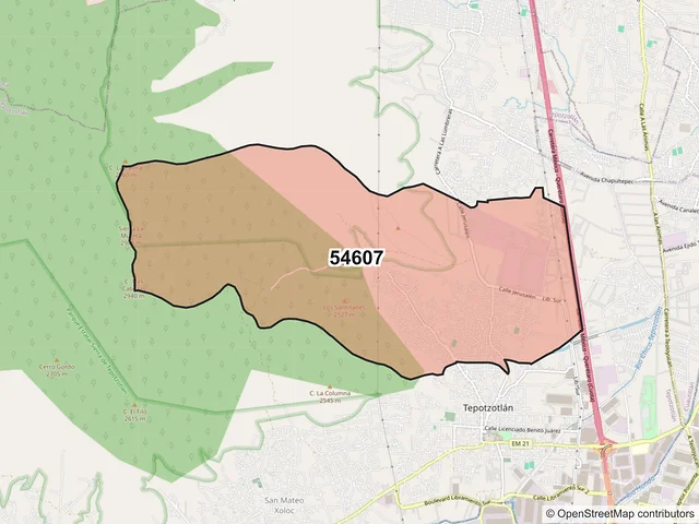 Mapa del código postal 54607, Tepotzotlán, México
