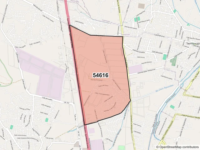 Mapa del código postal 54616, Tepotzotlán, México