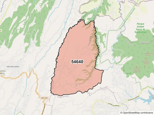Mapa del código postal 54640, Tepotzotlán, México