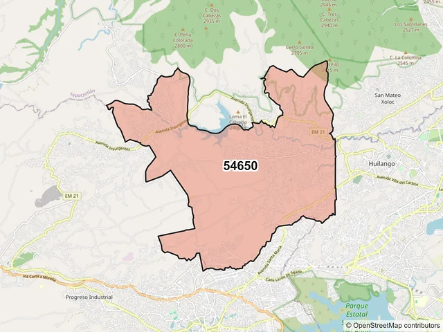 Mapa del código postal 54650, Tepotzotlán, México