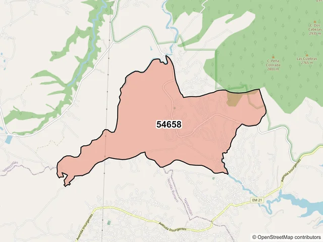 Mapa del código postal 54658, Tepotzotlán, México