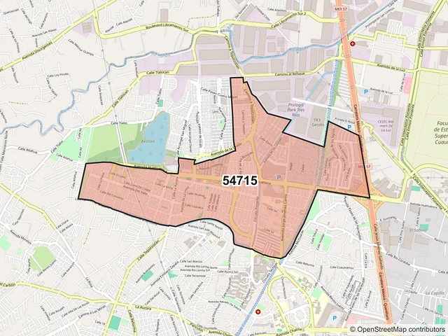 Mapa del código postal 54715, Cuautitlán Izcalli, México