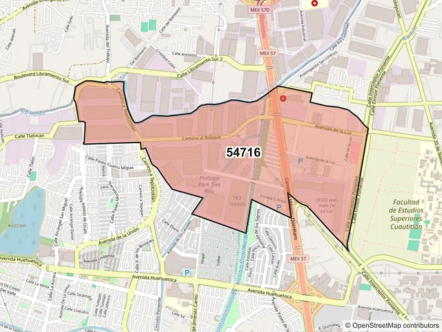 Mapa del código postal 54716, Cuautitlán Izcalli, México