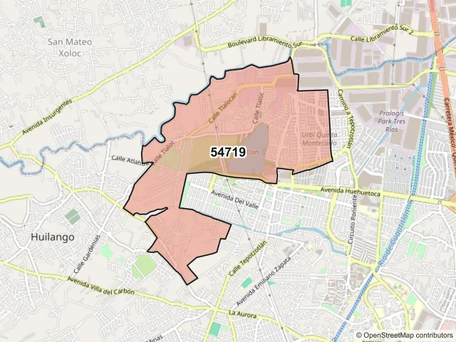 Mapa del código postal 54719, Cuautitlán Izcalli, México