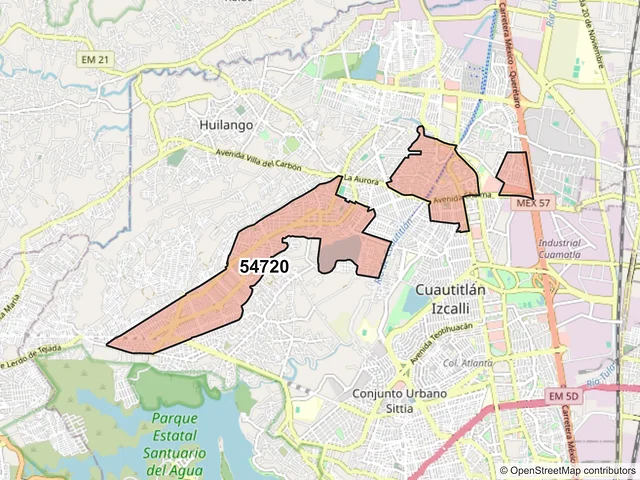 Mapa del código postal 54720, Cuautitlán Izcalli, México