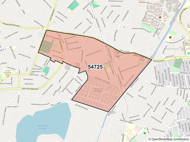 Mapa del código postal 54725, Cuautitlán Izcalli, México