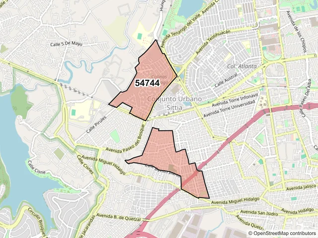 Mapa del código postal 54744, Cuautitlán Izcalli, México