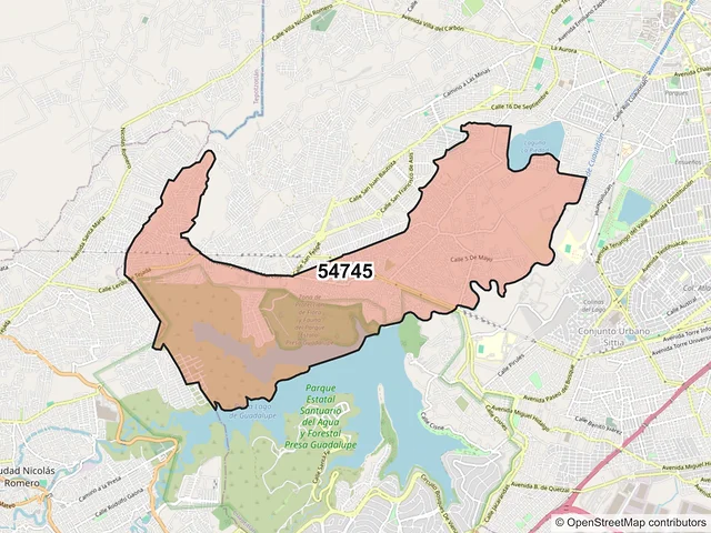 Mapa del código postal 54745, Cuautitlán Izcalli, México