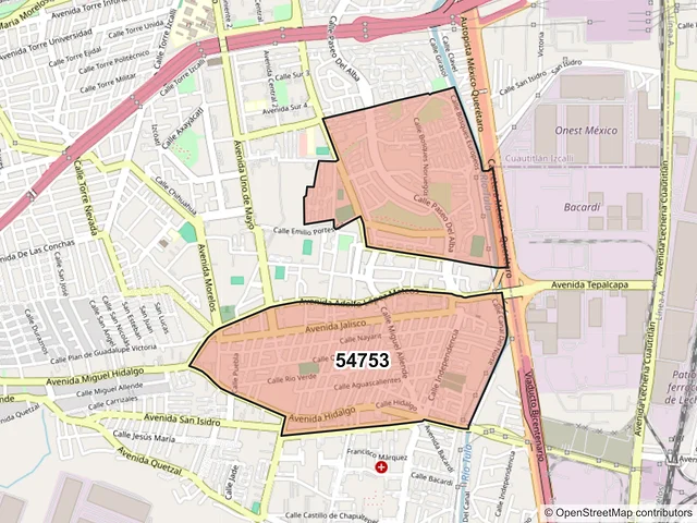 Mapa del código postal 54753, Cuautitlán Izcalli, México
