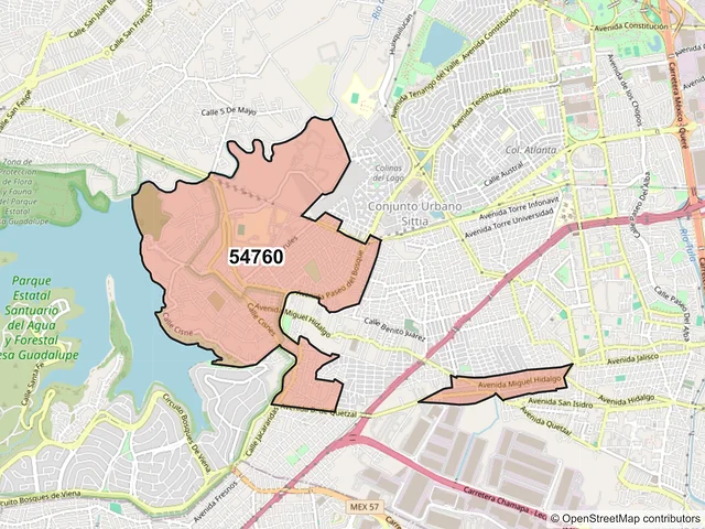 Mapa del código postal 54760, Cuautitlán Izcalli, México