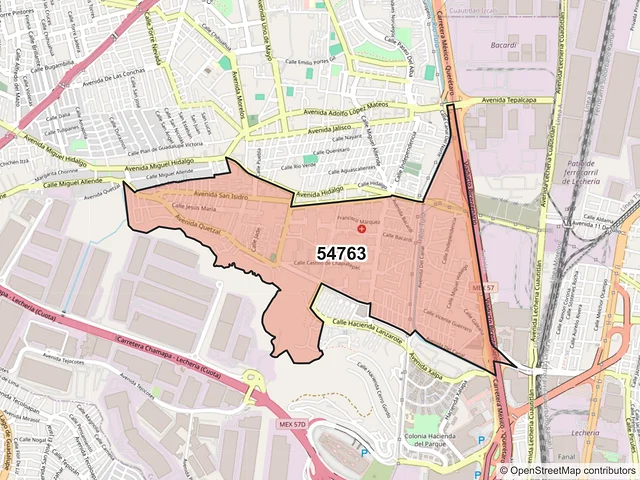 Mapa del código postal 54763, Cuautitlán Izcalli, México
