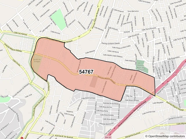 Mapa del código postal 54767, Cuautitlán Izcalli, México