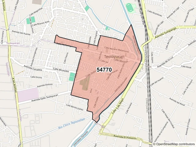 Mapa del código postal 54770, Teoloyucan, México