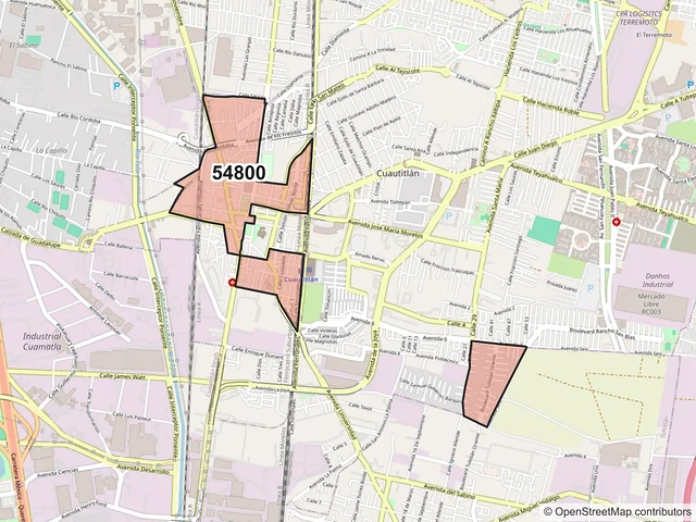 Mapa del código postal 54800, Cuautitlán, México