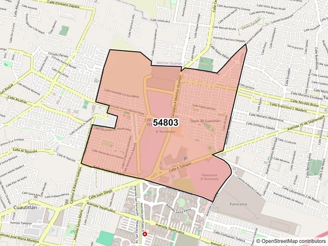 Mapa del código postal 54803, Cuautitlán, México