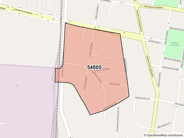Mapa del código postal 54805, Cuautitlán, México