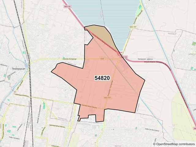 Mapa del código postal 54820, Cuautitlán, México