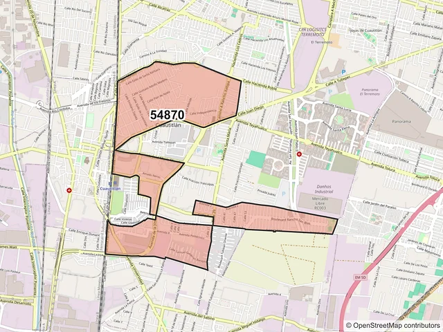 Mapa del código postal 54870, Cuautitlán, México