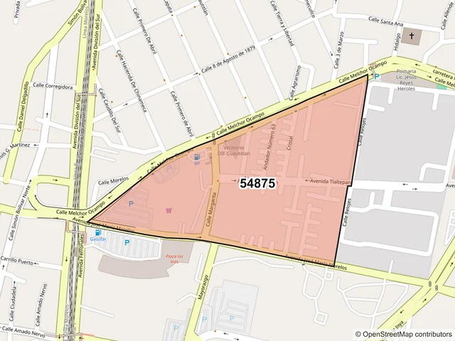 Mapa del código postal 54875, Cuautitlán, México