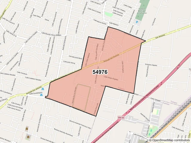 Mapa del código postal 54976, Tultepec, México