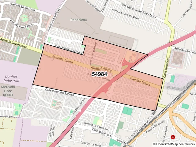 Mapa del código postal 54984, Tultepec, México