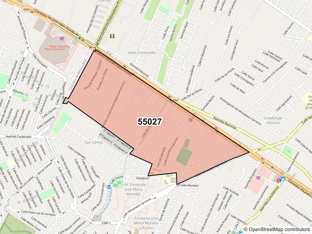 Mapa del código postal 55027, Ecatepec de Morelos, México