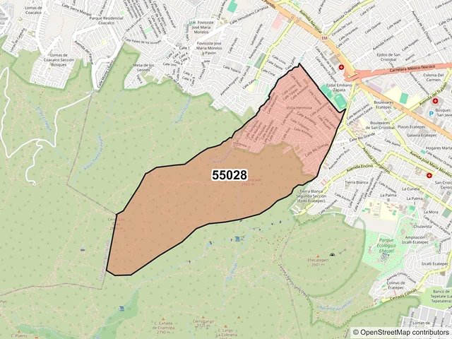 Mapa del código postal 55028, Ecatepec de Morelos, México