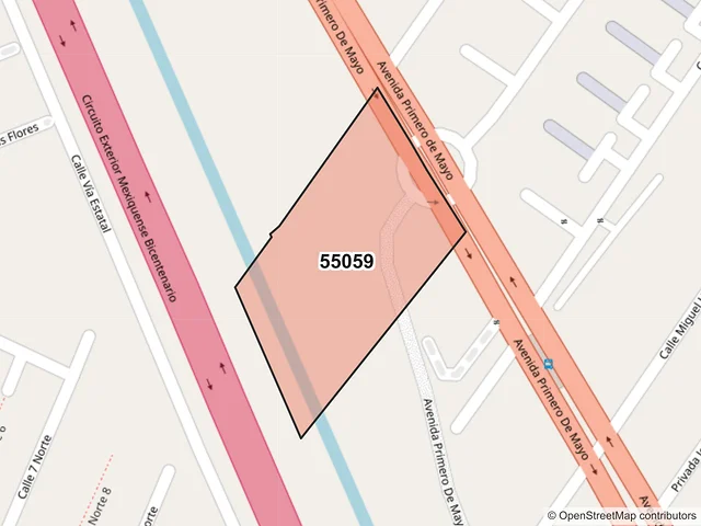 Mapa del código postal 55059, Ecatepec de Morelos, México