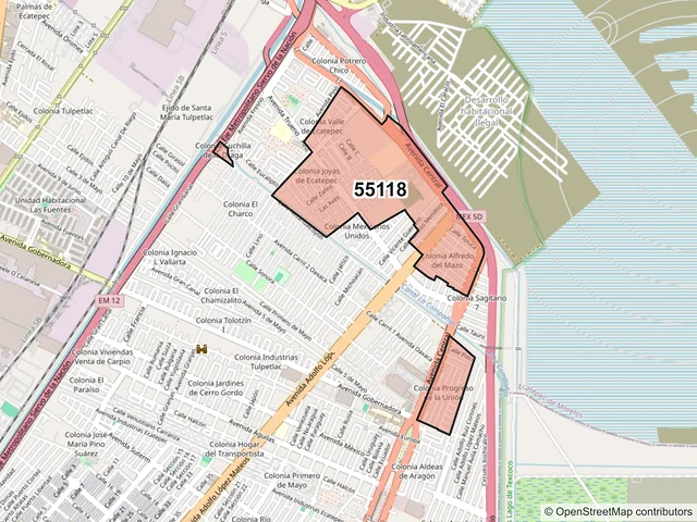 Mapa del código postal 55118, Ecatepec de Morelos, México