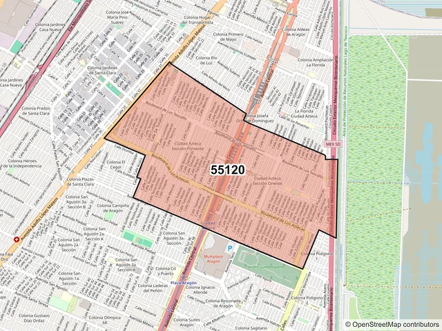 Mapa del código postal 55120, Ecatepec de Morelos, México