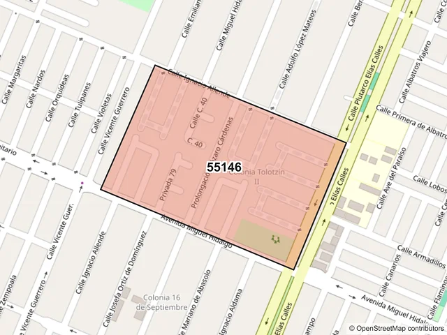 Mapa del código postal 55146, Ecatepec de Morelos, México