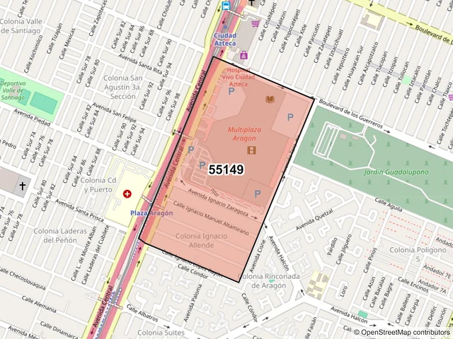 Mapa del código postal 55149, Ecatepec de Morelos, México