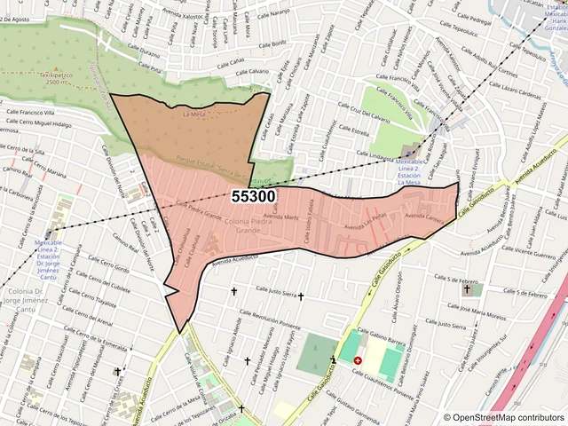 Mapa del código postal 55300, Ecatepec de Morelos, México