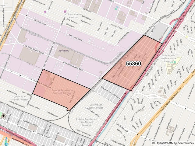 Mapa del código postal 55360, Ecatepec de Morelos, México