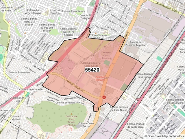 Mapa del código postal 55420, Ecatepec de Morelos, México