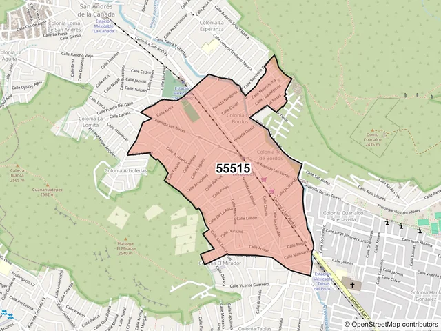 Mapa del código postal 55515, Ecatepec de Morelos, México