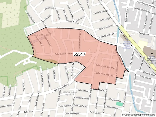 Mapa del código postal 55517, Ecatepec de Morelos, México