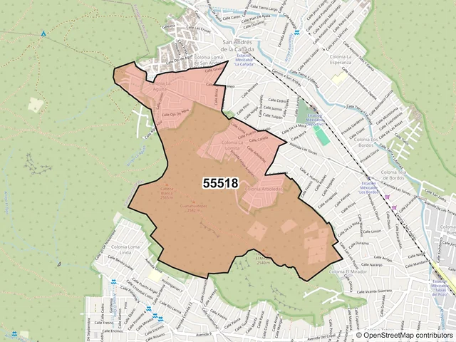 Mapa del código postal 55518, Ecatepec de Morelos, México